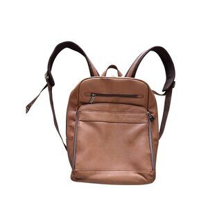 Samsonite Backpack Business Laptop Holder Brown Pebbled Leather Multiple Zipper